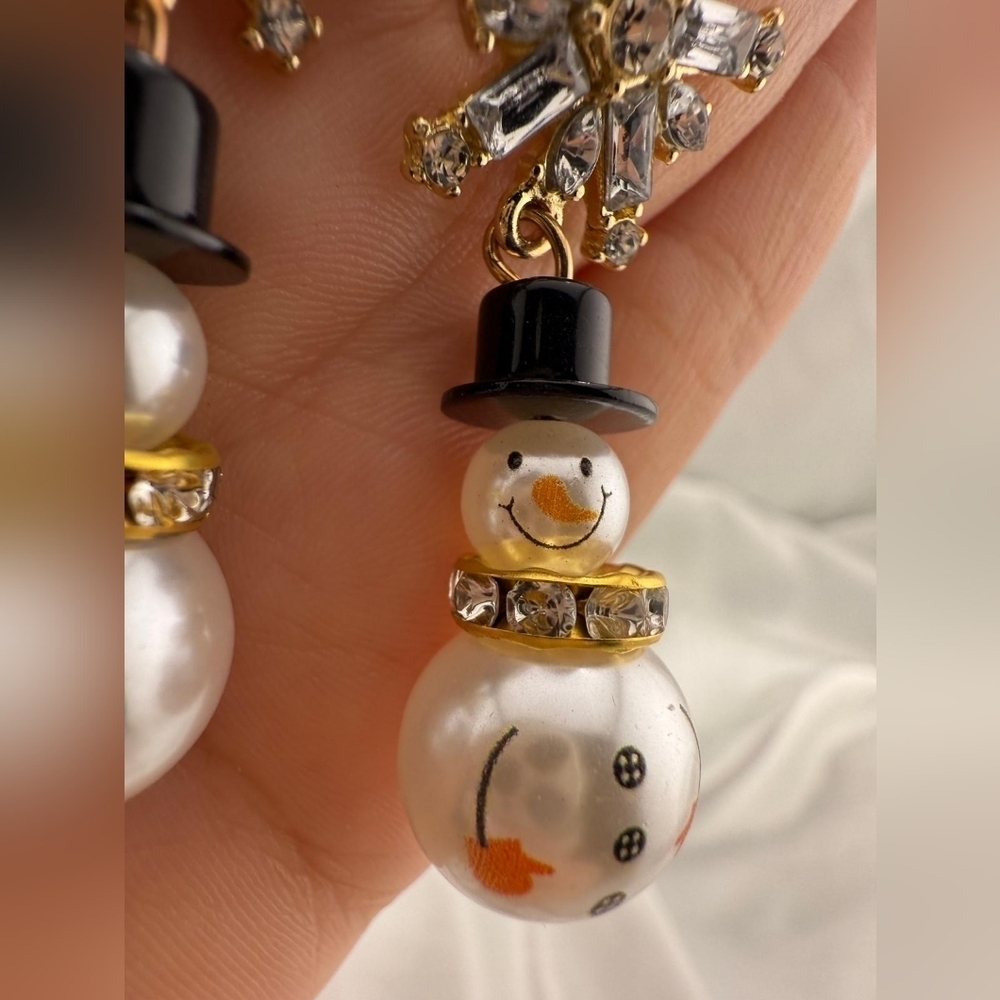 Gold and Silver Snowman Earrings - Picture 3 of 5